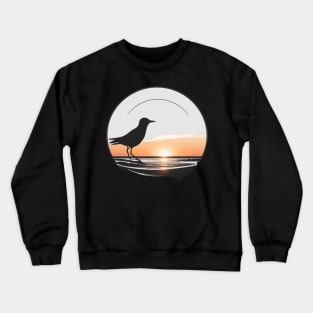 Life's a Beach - Bird in the Sunset (Black Background) Crewneck Sweatshirt